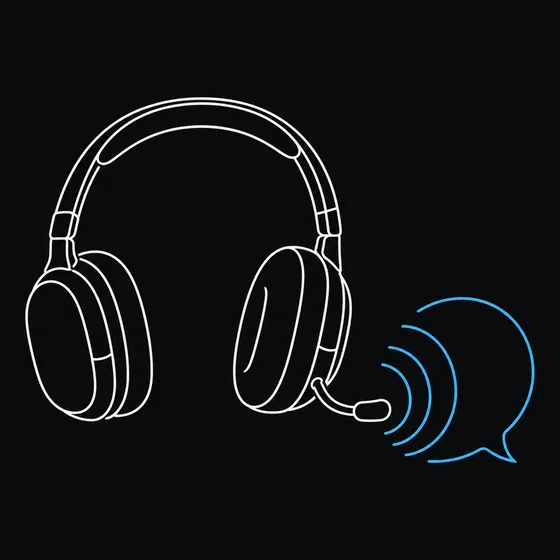 A headset with a speech bubble
